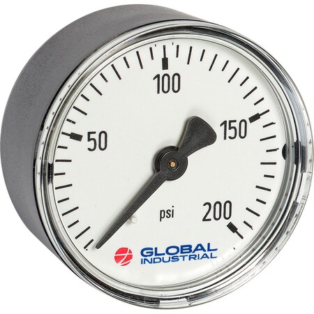 Global Industrial 2 Pressure Gauge, 100 PSI, 1/4 NPT CBM, Plastic B2781428